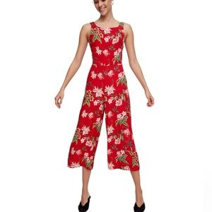NWOT Aritzia Wilfred Écoulement Floral Red Open Back Sleeveless Jumpsuit